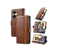 Etui pour Realme C55 RFID Blocking Flip PU Leather Cover avec porte-cartes et Kickstand compatible avec Realme C55-Marron