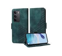 Etui Pour Realme C71 4G Cuir Supports de fente pour carte Housse de protection Motif matelassé Vert