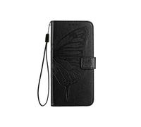 Etui Pour Realme C75 4G Gaufrage Papillon Magnétique Couverture Rabotant Cuir Premium Noir