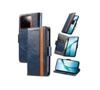 Etui pour Realme GT7 Pro RFID Blocking Flip PU Leather Cover avec porte-cartes et Kickstand compatible avec Realme GT7 Pro-Bleu