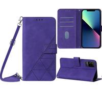 Étui Pour Realme Narzo 50i 6,5 Pouces Pu Magnétique Pochette Cuir Housse Triangle Impression Sac À Bandoulière Portefeuille Support Case Pourpre