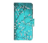 Étui pour Samsung Galaxy A12 Clapet Multicompartiments Support Vidéo Petites Fleurs Turquoise