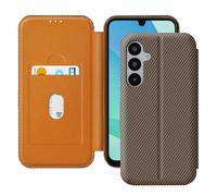 Etui pour Samsung A16 Fibre de Carbone Support Vidéo et Anti-RFID Marron