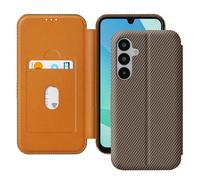 Étui pour Samsung A16 Fibre de Carbone Support Vidéo et Anti-RFID Marron