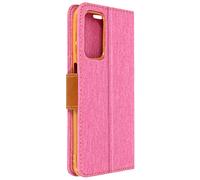 Etui pour Samsung Galaxy A23 5G et M23 5G Tissu Portefeuille Support Vidéo Rose