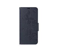 Etui pour Samsung A35 5G Portefeuille Papillon avec Dragonne Bleu Nuit