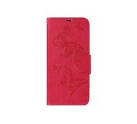 Etui pour Samsung A35 5G Portefeuille Papillon avec Dragonne Rose