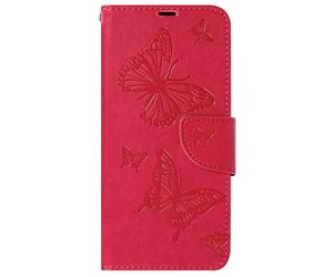 Étui pour Samsung A35 5G Portefeuille Papillon avec Dragonne Rose