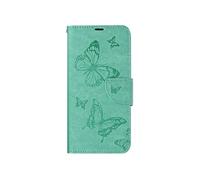 Étui pour Samsung A35 5G Portefeuille Papillon avec Dragonne Turquoise