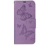 Étui pour Samsung A35 5G Portefeuille Papillon avec Dragonne Violet