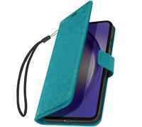 Étui pour Samsung A54 5G Portefeuille Fonction Support avec Dragonne Mayaxess Turquoise