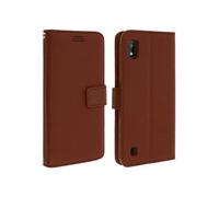 Étui pour Samsung Galaxy A10 Housse Folio Support Vidéo Porte-carte Marron
