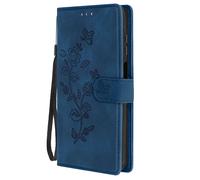 Étui pour Samsung Galaxy A15 5G Portefeuille Fleur avec Dragonne Bleu nuit