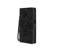 Etui pour Samsung Galaxy A15 5G Portefeuille Fleur avec Dragonne Noir