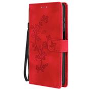 Avizar Étui pour Samsung Galaxy A15 5G Portefeuille Fleur avec Dragonne Rouge