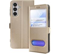 Avizar Étui pour Galaxy A16 Fenêtre Fonction Support Vidéo Dorée