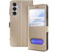 Étui pour Samsung Galaxy A16 Fenêtre Fonction Support Vidéo Dorée