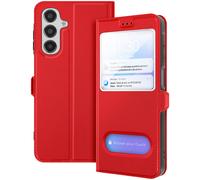 Avizar Étui pour Galaxy A16 Fenêtre Fonction Support Vidéo Rouge