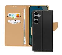 Etui pour Samsung Galaxy A16 Portefeuille Cuir Saffiano Fancy Noir / Or