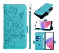 Étui pour Samsung Galaxy A18/A17/A26 Portefeuille Étui, Rétro 3D Pattern Design Coque PU Cuir Flip Housse Cover Case Wallet Coque pour Samsung Galaxy A18/A17/A26-Bleu Clair