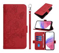 Étui pour Samsung Galaxy A18/A17/A26 Portefeuille Étui, Rétro 3D Pattern Design Coque PU Cuir Flip Housse Cover Case Wallet Coque pour Samsung Galaxy A18/A17/A26-Rouge