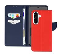 Étui pour Samsung Galaxy A36 Portefeuille Cuir Saffiano Fancy Bleu / Rouge