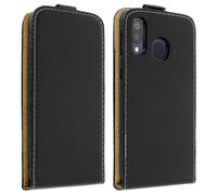 Étui pour Samsung Galaxy A40 Effet Lisse Clapet Vertical Porte-carte Noir