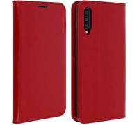Étui pour Samsung Galaxy A50 - Housse Folio - Cuir véritable - Rouge - Support vidéo - Compartiments cartes