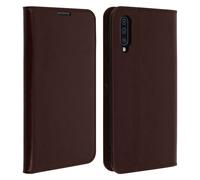 Étui pour Samsung Galaxy A50 Plus Housse Folio Cuir Support Vidéo froncé Marron