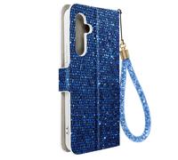 Etui pour Samsung Galaxy A54 5G Pailleté Disco Portefeuille Support vidéo Bleu