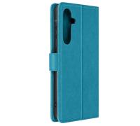 Etui pour Samsung Galaxy A55 Portefeuille Fleur Papillon avec Dragonne Bleu clair