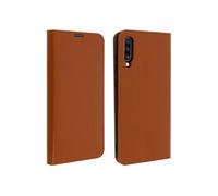 Etui pour Samsung Galaxy A70 Housse Folio Cuir Support Vidéo Camel