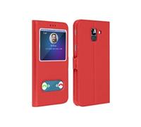 Avizar Étui pour Samsung Galaxy J6 Housse Folio Double Fenêtre Fonction Support
