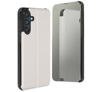 Étui pour Samsung Galaxy M55 Clapet Miroir Clear View Support Argent