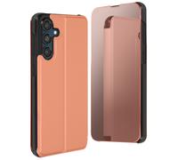 Étui pour Samsung Galaxy M55 Clapet Miroir Clear View Support Rose champagne