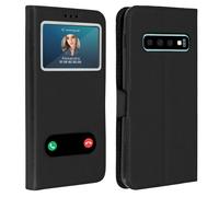 Étui pour Samsung Galaxy S10 Plus Housse Folio Double Fenêtre Fonction Support Noir