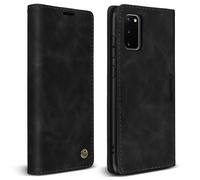 Étui pour Samsung Galaxy S20 Finition Vintage Clapet Portefeuille Support Vidéo Noir