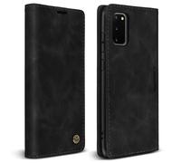 Étui pour Samsung Galaxy S20 Finition Vintage Clapet Portefeuille Support Vidéo Noir