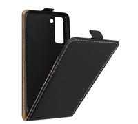 Etui pour Samsung Galaxy S21 FE Clapet Vertical Porte-carte Effet Cuir de Cheva Noir