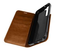 Étui pour Samsung Galaxy S22 Folio Cuir Véritable Porte cartes Support Vidéo Camel