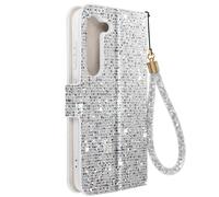 Etui pour Samsung Galaxy S23 Pailleté Disco Portefeuille Support vidéo Argent