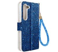 Etui pour Samsung Galaxy S23 Pailleté Disco Portefeuille Support vidéo Bleu
