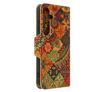 Avizar Étui pour Samsung Galaxy S24 Clapet Liège Portefeuille Design Bohème