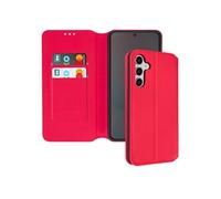 Etui pour Samsung Galaxy S24 FE Clapet Porte-cartes et Support Vidéo Rouge