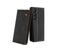 Avizar Étui pour Samsung Galaxy S24 FE Clapet Portefeuille Surpiqué Aimanté Noir