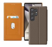 Étui pour Samsung Galaxy S24 Ultra - AVIZAR - Fibre Carbone - Support Vidéo - Anti-RFID - Marron