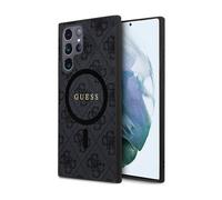 Étui pour Samsung Galaxy S24 Ultra - Guess - 4G Collection - Cuir Métal - Noir - MagSafe