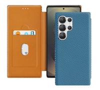 Étui pour Samsung Galaxy S25 Ultra - AVIZAR - Fibre Carbone - Support Vidéo - Anti-RFID - Bleu
