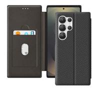 Étui pour Samsung S25 Ultra Fibre Carbone Support Vidéo et Anti-RFID Noir