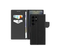 Étui pour Samsung Galaxy S25 Ultra Portefeuille Cuir Saffiano Fancy Noir